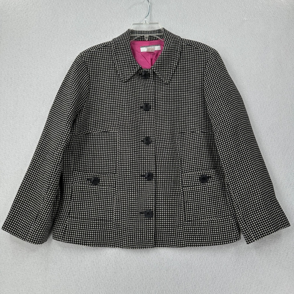 REAL CLOTHES‎ SAKS FIFTH AVENUE Houndstooth Blazer Jacket 14W Wool Tweed